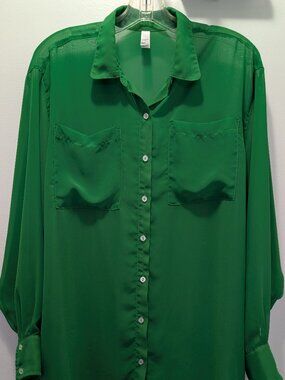 Vintage Chiffon by American Apparel Bottom Down Green Shirt - One Size